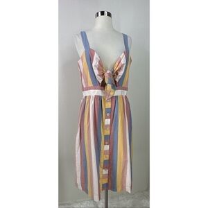 Madewell Colorblock Striped Strap Knee Length Dress